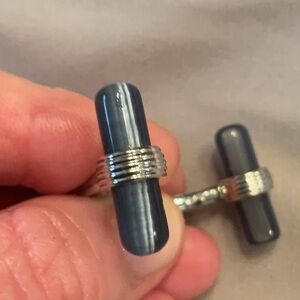 Silver and Blue Cufflinks… almost tiger eye look